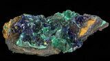 Sparkling Azurite Crystal Cluster with Malachite - Laos #69690-1